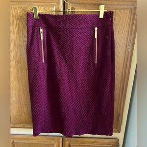 Michael Kors Elegant Burgundy Skirt with Gold Zipper Accents